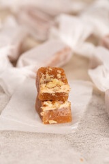 Creamy toffee with nuts, handmade