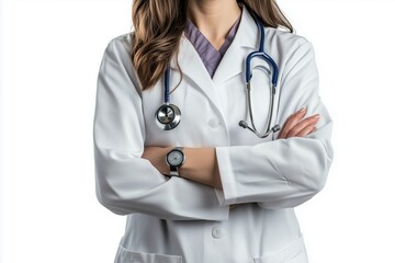 Doctor With Stethoscope And Watch Standing With Arms Crossed