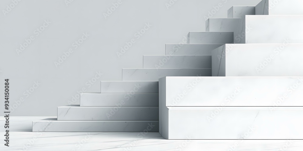 Sticker White Marble Steps Minimalist Abstract Background