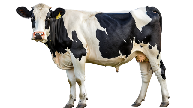 white and black cow on withe background