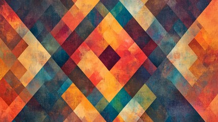 Abstract Diamond Pattern in Warm Tones, Digital Art, Geometric Design, Texture, Background , abstract , geometric