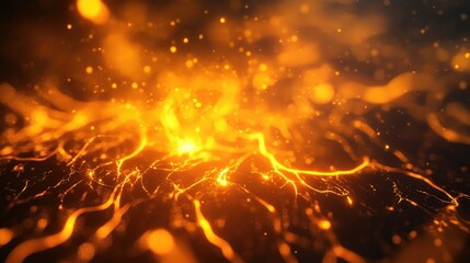 Glowing translucent ember with bright, defined battery lines in the middle of the frame, emitting a warm, subtle light.