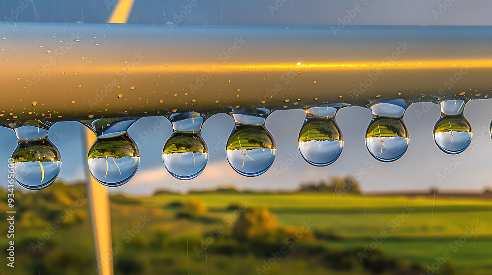 Poster macro shot of raindrop revealing intricate details and reflective patterns