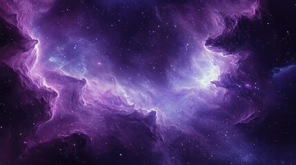 Abstract nebula waves floating in the vastness of space, featuring soft transitions between deep purples and bright blues.