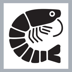 Black Shrimp Vector Silhouette , set of shrimp illustration. hand drawn black and white shrimp line art illustration, Shrimp icon vector art silhouette