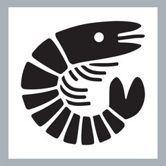 Black Shrimp Vector Silhouette , set of shrimp illustration. hand drawn black and white shrimp line art illustration, Shrimp icon vector art silhouette