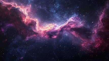 Fototapeta premium Nebula waves flowing gracefully through the universe, glowing with energy and dotted with distant stars.