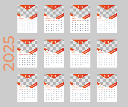 2025 calendar design for happy new year.