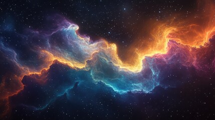 Fototapeta premium Nebula waves stretching across the universe, a mesmerizing display of color, light, and cosmic beauty.