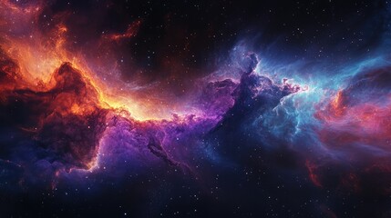 Obraz premium Soft waves of nebulae drifting through space, rich in color and texture, glowing softly against the darkness.