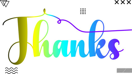 Thanks, Thanks You illustration word, Thanks gradient text