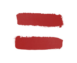 Red brush watercolor painting isolated on white background.