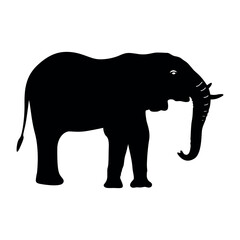 Elephant Silhouette. Silhouette of elephants. Elephant shadow hand drawn. Animal Elephant Silhouette