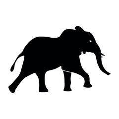 Elephant Silhouette. Silhouette of elephants. Elephant shadow hand drawn. Silhouette of elephant run by road.