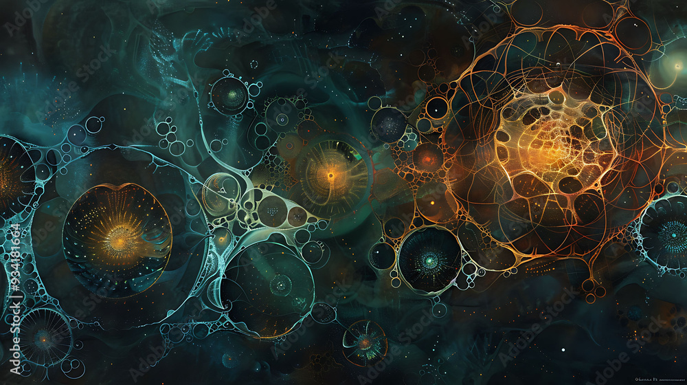 Poster molecular resonance with intricate visualizations of atomic vibrations and frequencies