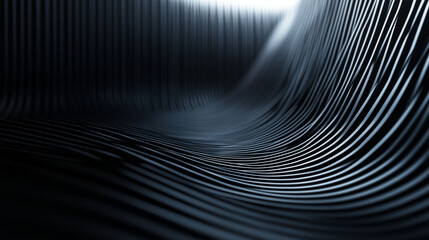 Abstract dark wavy lines with dynamic light and shadow contrast..