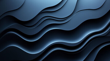 .Abstract dark blue wavy layers with soft lighting