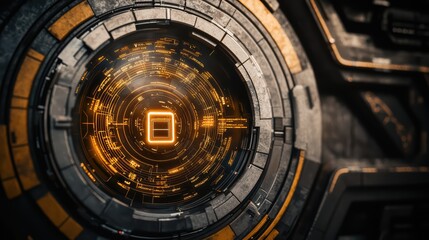 Futuristic abstract design featuring intricate patterns and glowing elements, ideal for technology and sci-fi themes.