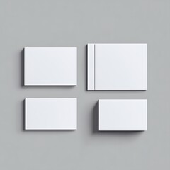 Mockup template for three business cards, brochures or banners on gray background.