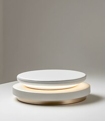 White and Gold Circular Platform With Light