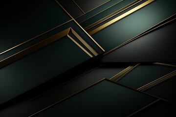 Abstract geometric shapes with gold accents.