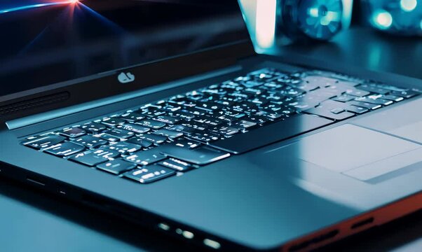 Sleek Laptop Opening in Modern Computer Store