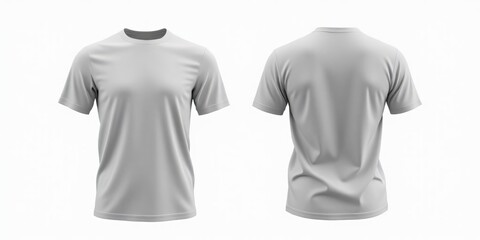 mock up front and back view of plain grey t-shirt product, white background, Ai Generated Images