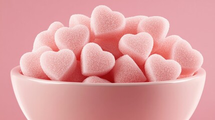 Obraz premium Pink Heart-Shaped Sugar Cubes in a White Cup. Generative ai