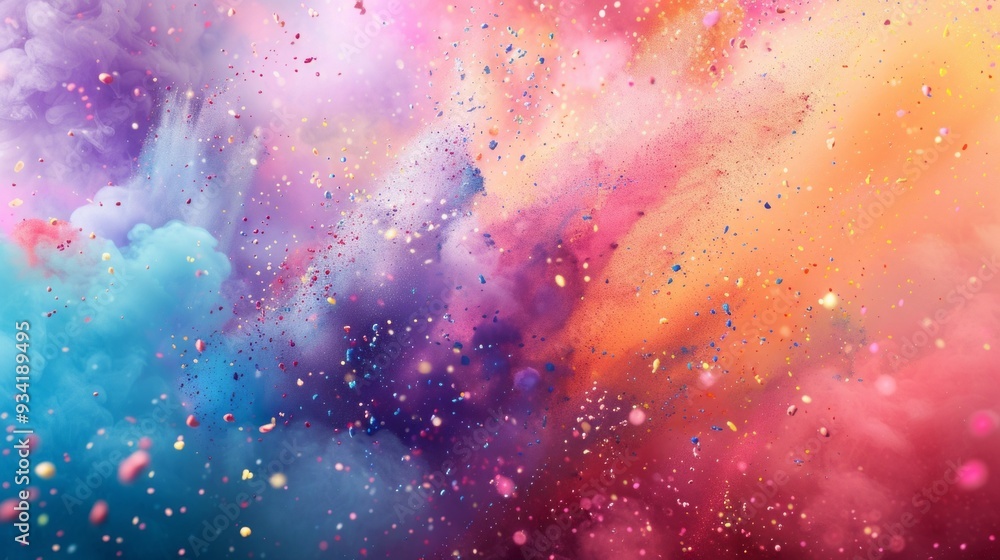 Poster swirling clouds of brilliant colors amalgamate in a dazzling display, creating a breathtaking burst 