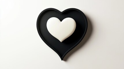 Obraz premium A white heart inside a black speech bubble on a white background, symbolizing love or affection in communication.
