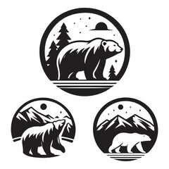 Conceptual bear logo, vector silhouette