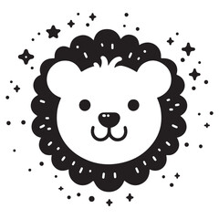 knit logo basic black lion head graphic circle