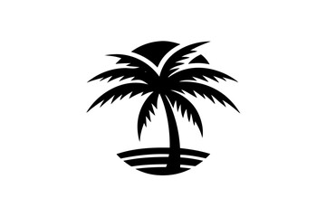 Holiday Summer Beach with Coconut Palm Tree Vector Illustration