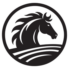 Simple silhouette, minimalist design, and horse