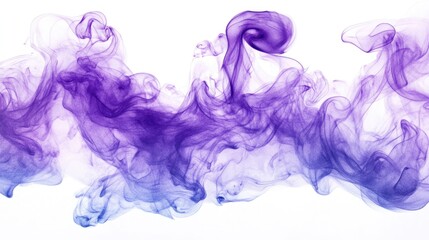Watercolor depiction of abstract purple smoke on a white backdrop