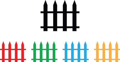 Colorful fence icon set in different colors . Vector illustration