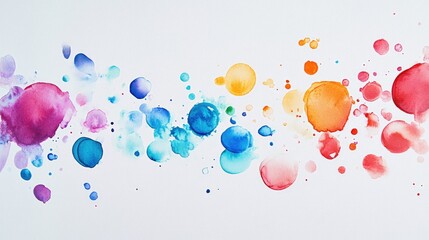 Fototapeta premium Watercolor depiction of colorful ink droplets and splashes on a paper surface