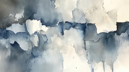 Obraz premium Watercolor depiction of abstract art in shades of grey and blue