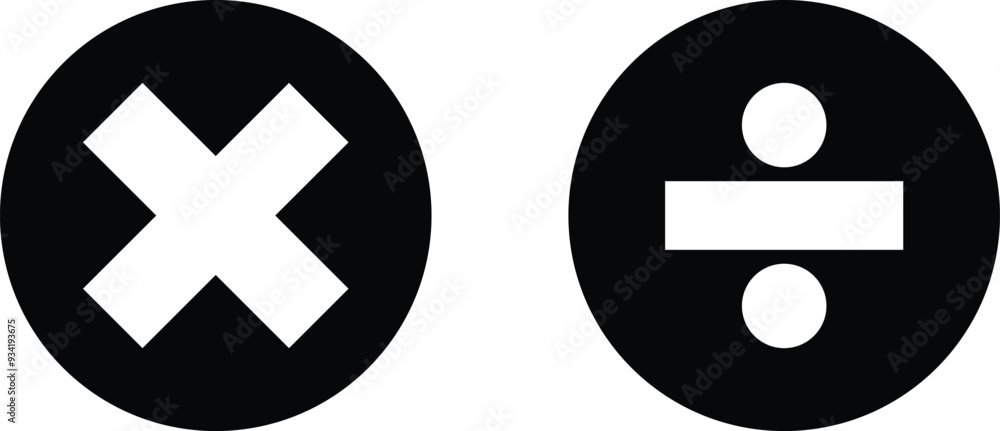 Poster divide and multiply icons isolated on white background . math symbols vector