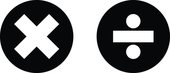 Divide and multiply icons isolated on white background . Math symbols vector