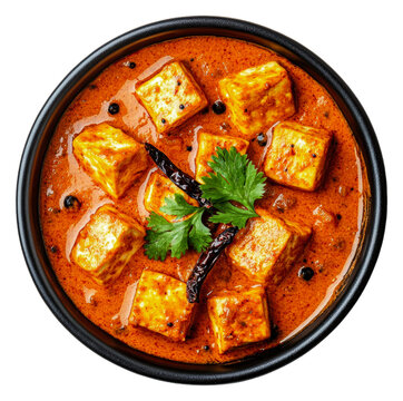 PNG Delicious paneer curry in a black bowl