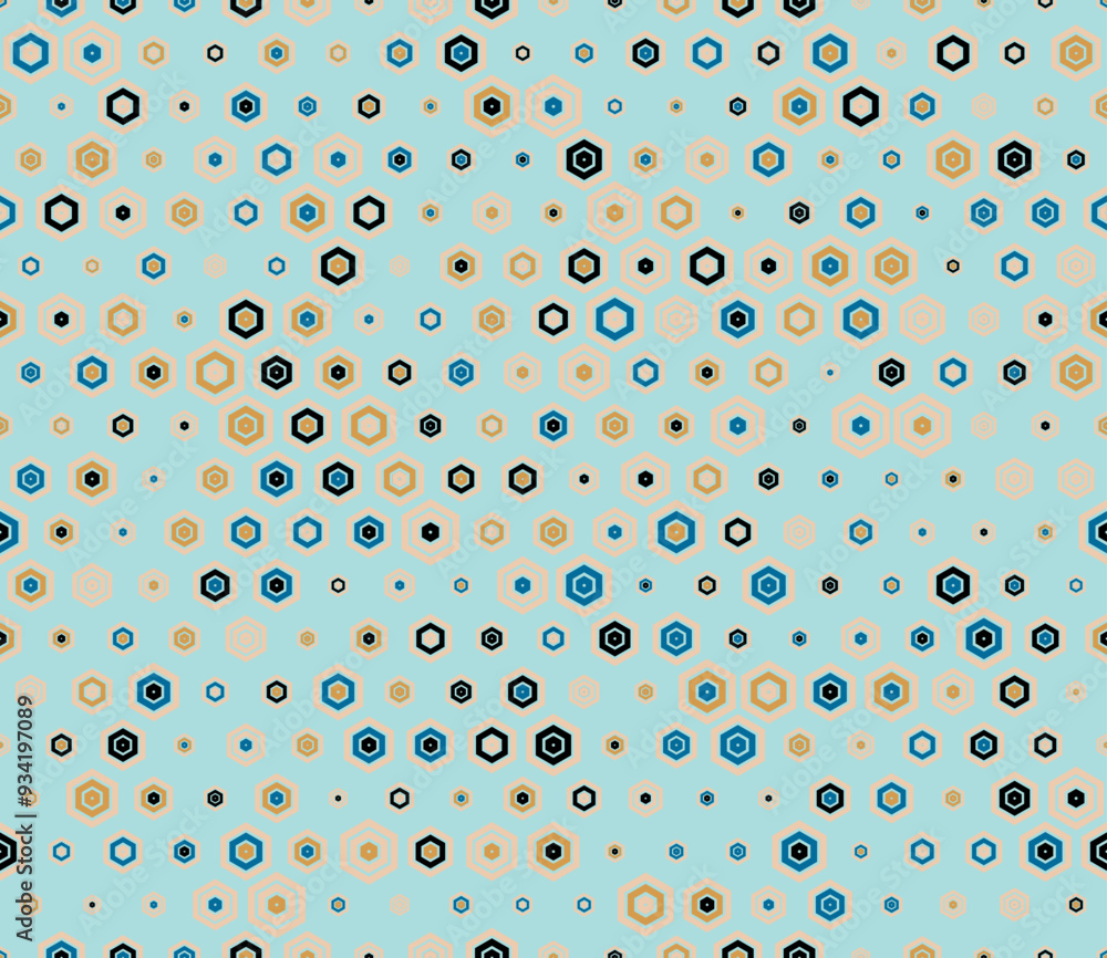 Poster seamless hexagon background. multicolored geometric elements of varied size. plain hexagon frames. h