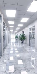 Fototapeta premium Modern White Marble Hallway Interior Design