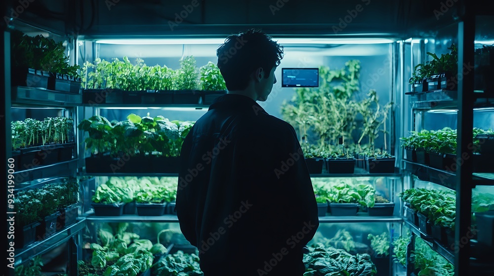 Aufkleber a digital smart agricultural lab with automated planting systems and ai-driven crop management