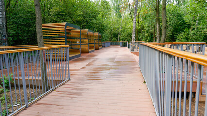 scenic relaxation landscape bench park outdoor leisure green peaceful grass forest nature