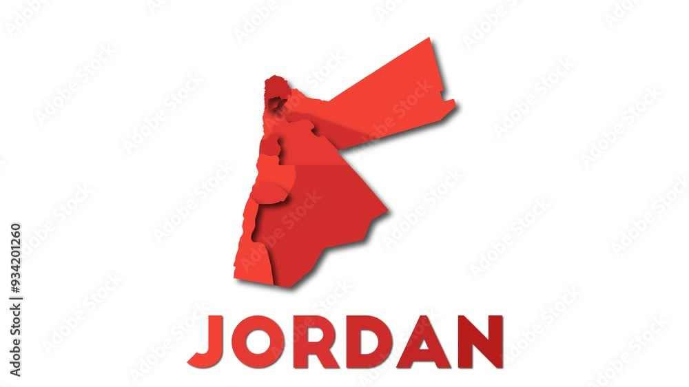 Poster jordan map showing regions. animated country map with title. 4k resolution animation.