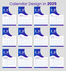 professional calendar design in 2025. Happy new year 2025