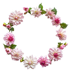 PNG Pink flower wreath with lush green leaves