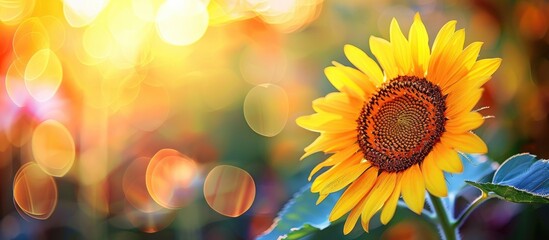Obraz premium Sunflower Close Up On Blur Background