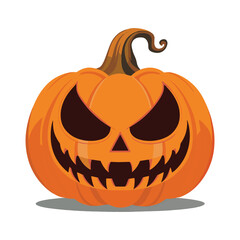 Happy Halloween pumpkin flat vector illustration, isolated on a transparent background. Ideal for spooky designs and autumn-themed decorations.